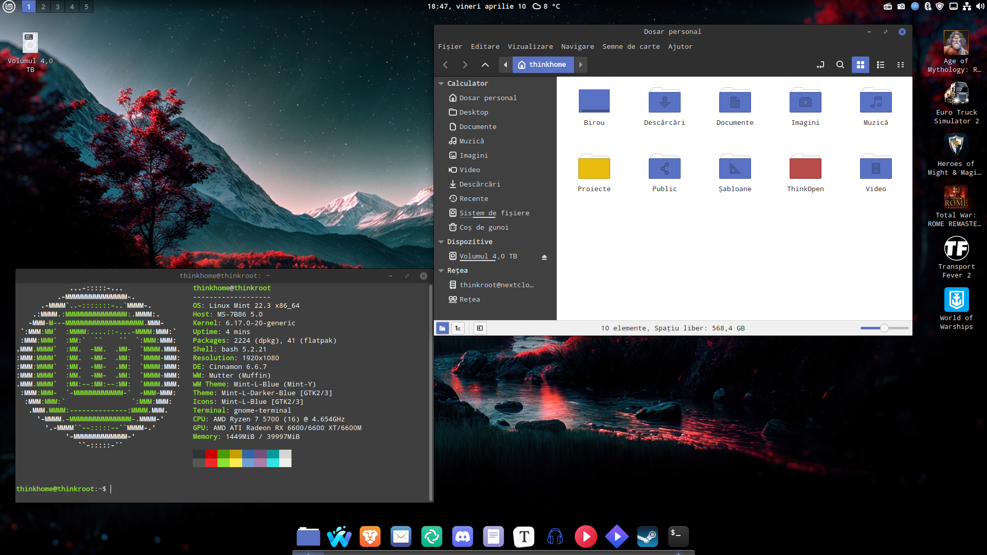Linux Mint 22.3 Cinnamon - Terminal & File Manager