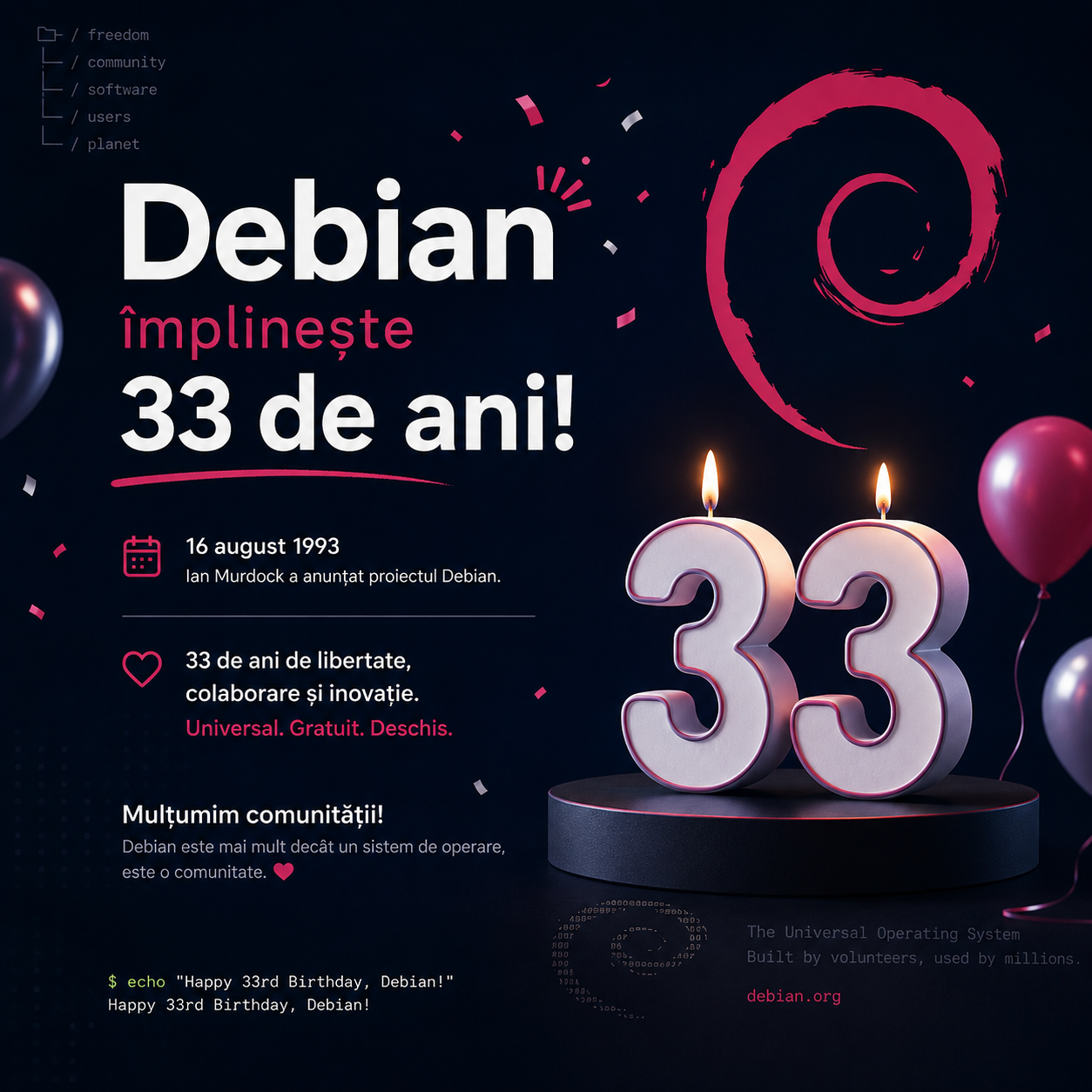 Debian - 33 de ani